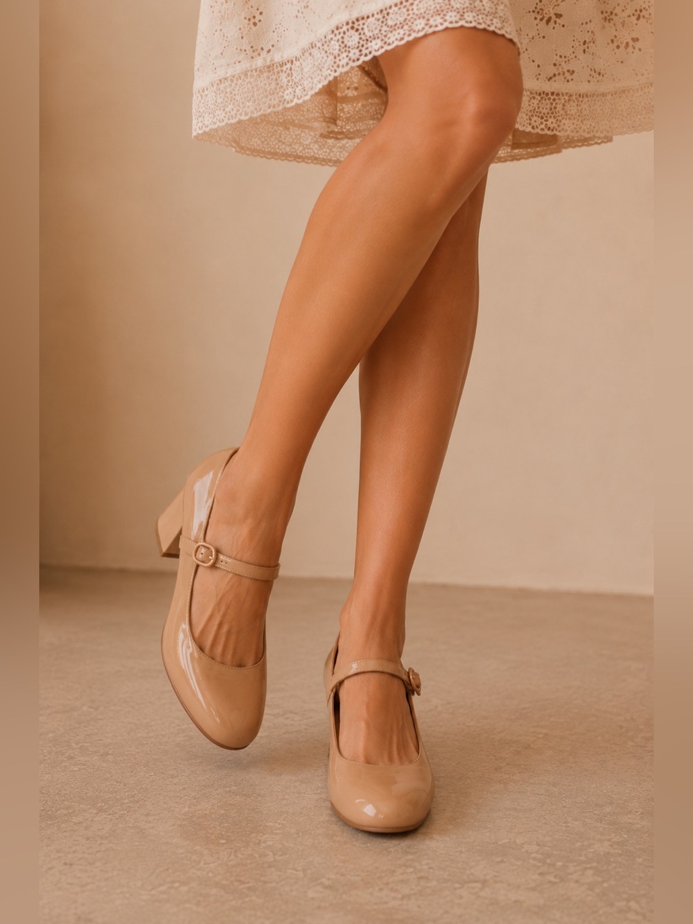 Mark Fisher Nessily Classic Mary Jane Block Heel Tan Patent Leather Pumps NWOB - Picture 12 of 12